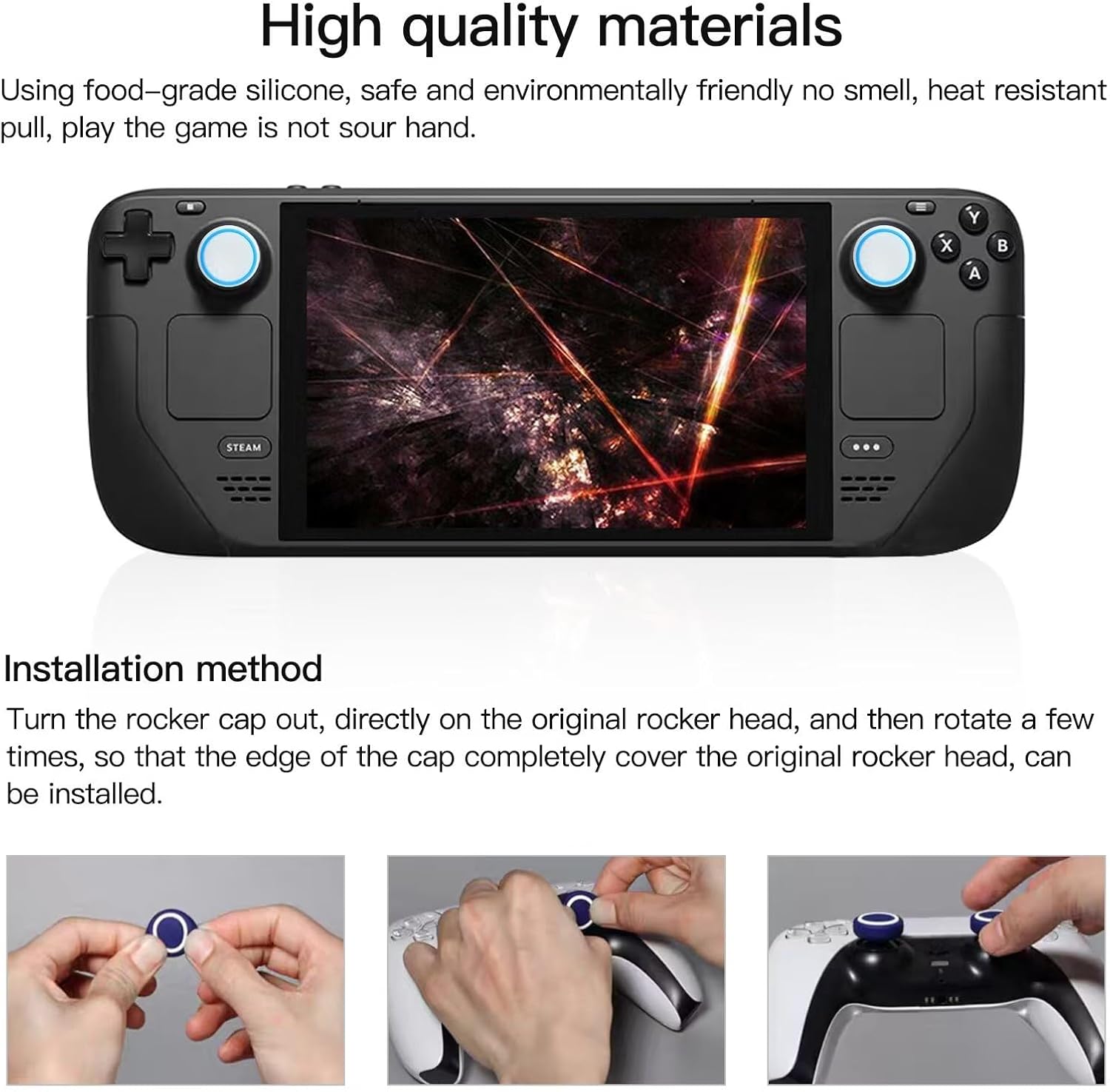 10Pcs Luminous Thumb Grips Silicone Joystick Cap Replacement for PS3 PS4 PS5 Xbox 360 Xbox One Game Controller(Blue Circle on White Background)