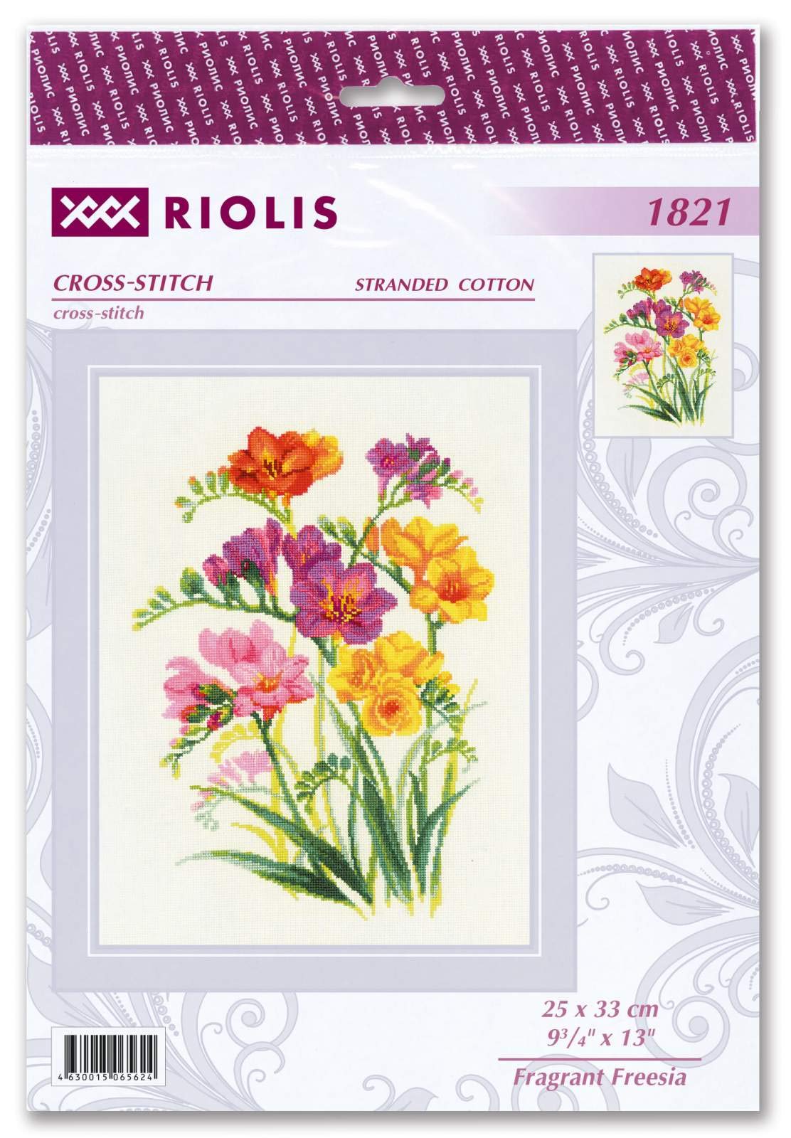 Riolis Freesias - Juego de punto de cruz, 25 x 33 cm, 18 unidades