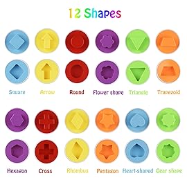 Hhyn Color Shape Matching Eggs for Toddlers, Preschool Learning Educational Sorting Easter Eggs Toys Gift Recognition Skills for Kids Boys Girls with Pink Eggs Holder, 12 Eggs