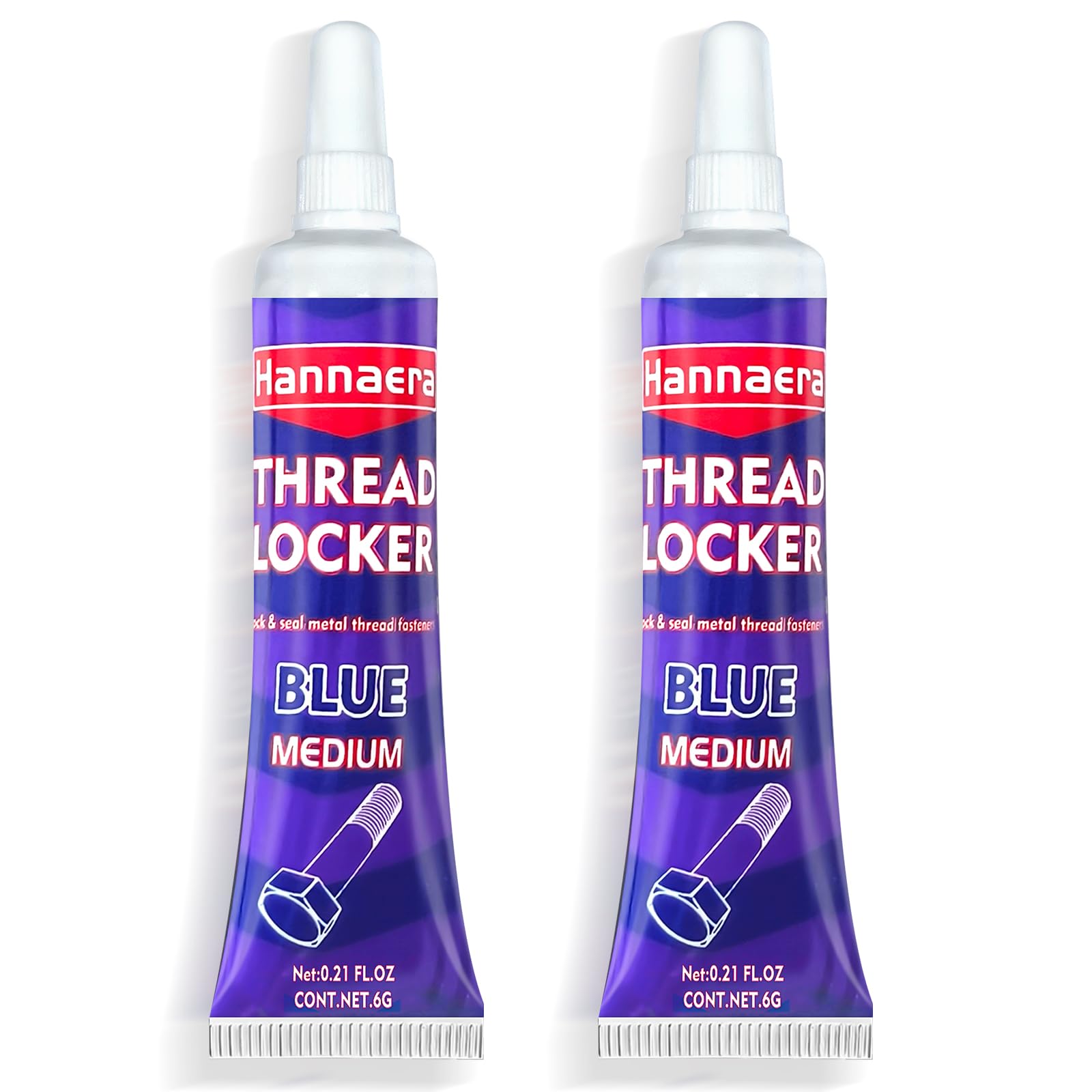 Thread Lock Blue, Threadlocker Medium Strength, Lock and Seal Metal Nuts, Bolts & Fasteners, Removable, All-Purpose, Anaerobic (6g2pack)