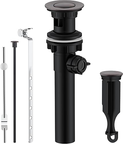 Miniatura 37 de KENES Desagüe desplegable de bronce aceitado para lavabo, tapón de drenaje para lavabo, montaje de drenaje de fregadero sin desbordamiento, anti