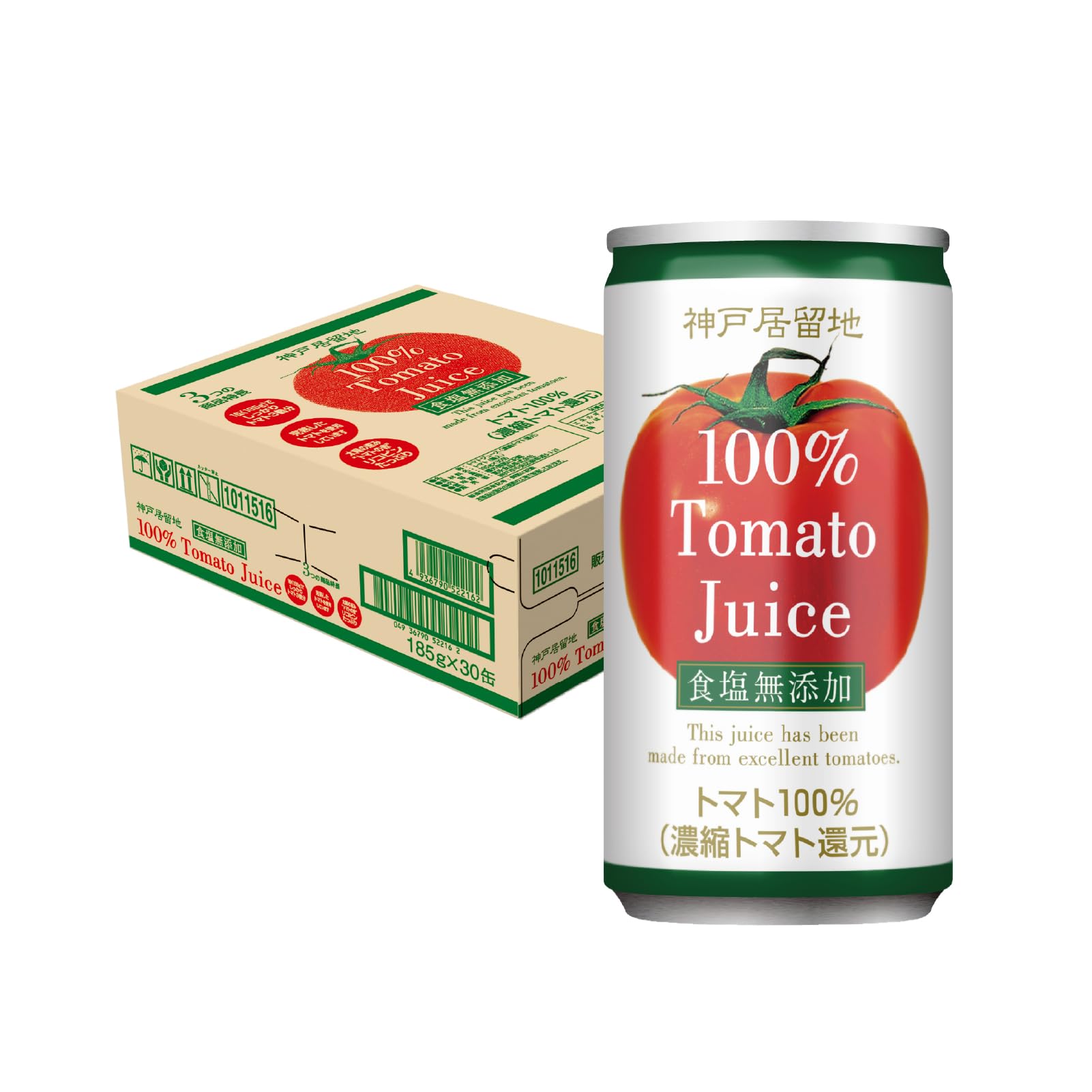 神戸居留地 トマトジュース 無塩 完熟 トマト 100% 缶 185g ×30本…