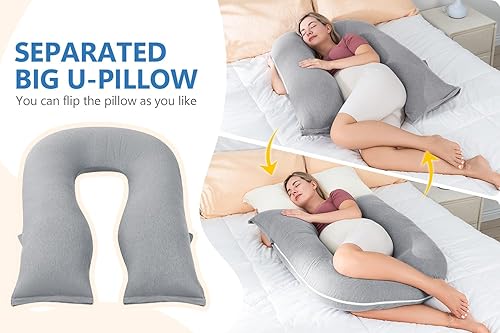 Miniatura 5 de INSEN Almohadas de embarazo, almohada corporal desmontable para dormir, enfermera y relajarse, almohadas de embarazo multiusos para mujeres