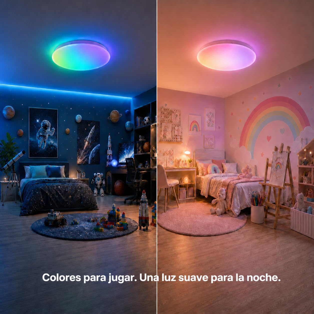 Yeelight Lampara Techo Inteligente 50cm, 4500LM RGBCW Plafon LED Techo Regulable, 2700K-6500K, Instalación Rápida, 16 Millones de Colores DIY, Compatible con Alexa y Google, App/Mando a Distancia