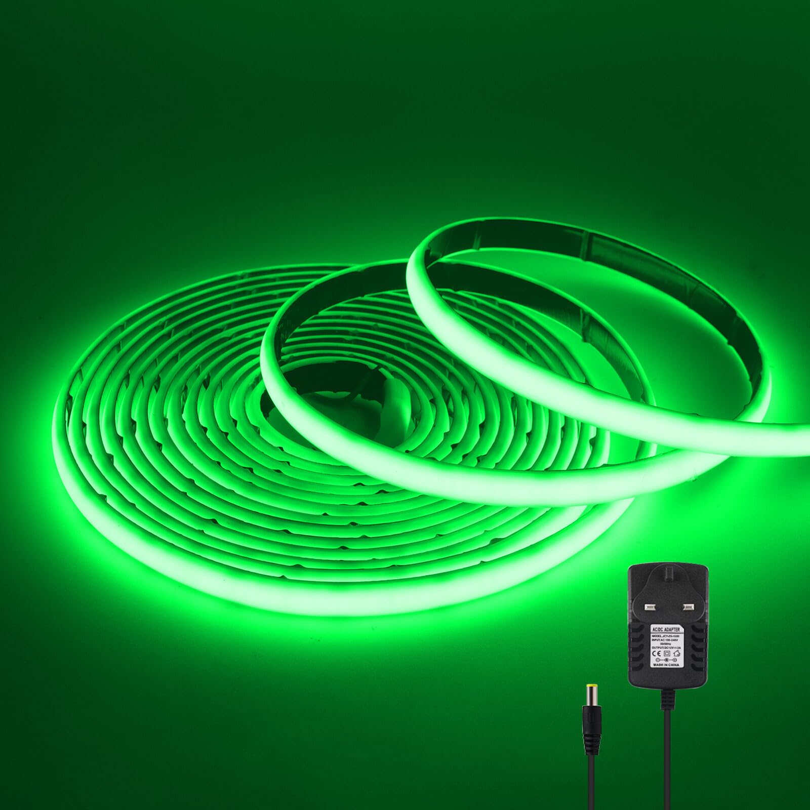 KAFULA 12V COB LED neon Light Strip self-Adhesive [0.5m, Green], IP68 Waterproof Flexible, 320 LEDs/m Super Bright FCOB LED Fairy Light CRI90+, can be Cut Every 5cm, Indoor and Outdoor Decoration — image 1