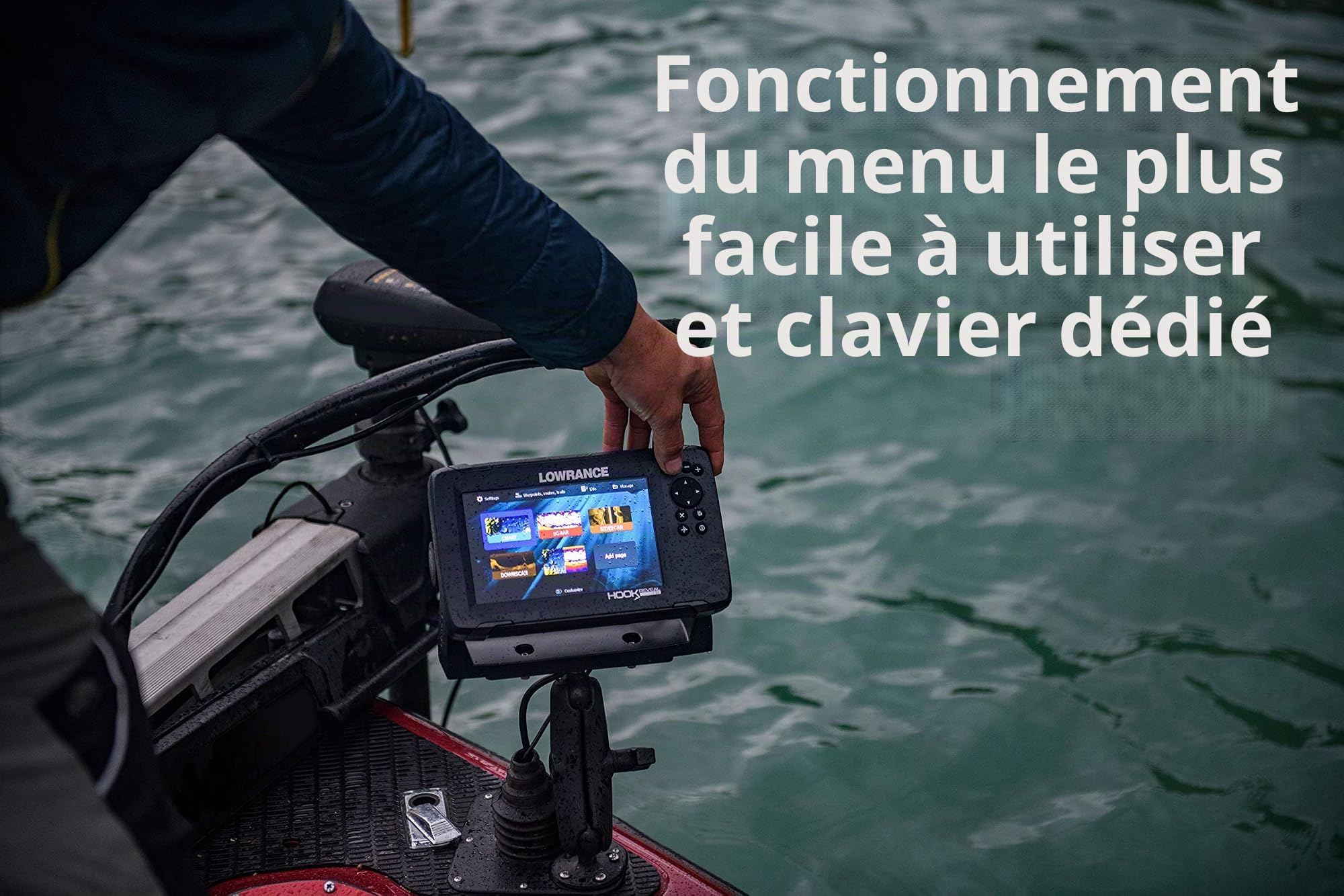 Lowrance Hook Reveal 5 SplitShot – Détecteur de Poissons de 12,7 cm avec transducteur SplitShot, cartographie intérieure C-Map préchargée des États-Unis