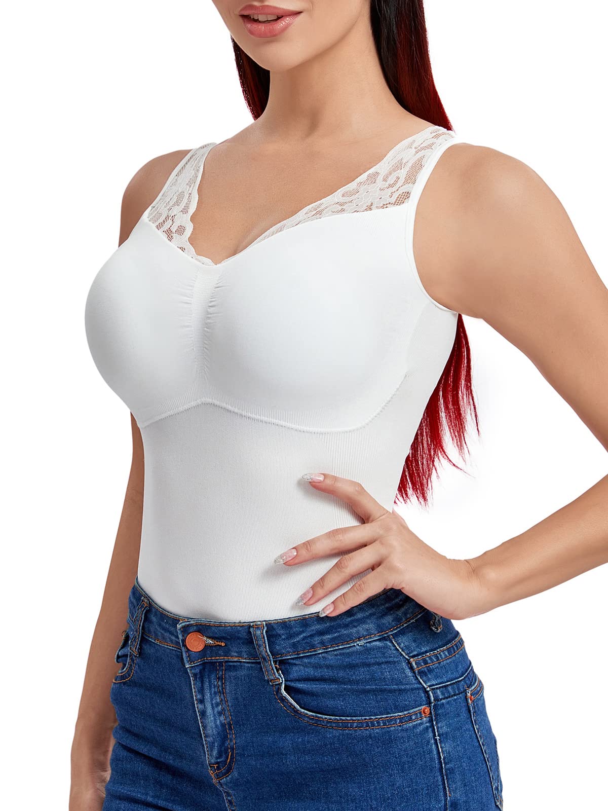 Women Control Vest Shaping Tank Tops Shapewear Slimming Camisole Body Shaper Tummy Control Cami with Built-in Bra