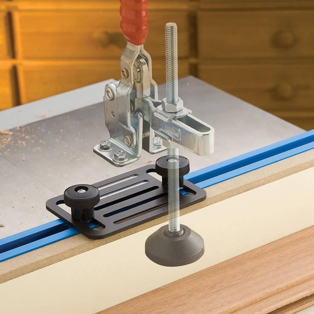 ROCKLER Toggle Clamp Mounting Plate - Blue Steel Adjustable Clamp Mount for T-Track