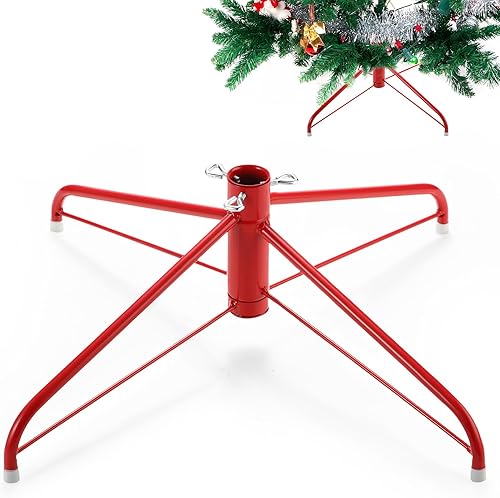 Vista 45 de Roowest Soporte plegable de metal artificial para árbol de Navidad, soporte de repuesto para Navidad (verde, 16 pulgadas)