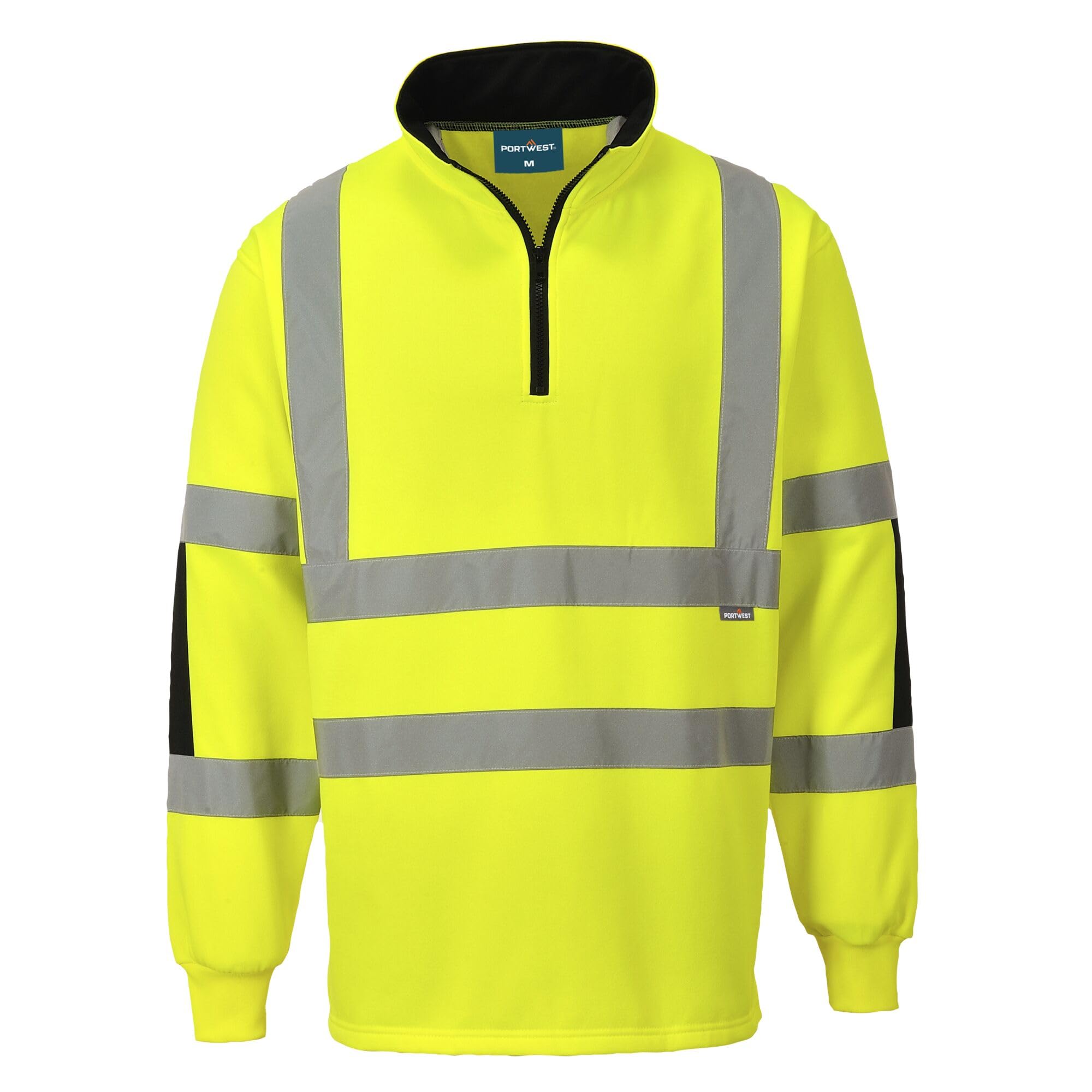 Portwest B308 Xenon Hi-Vis Rugby Shirt Long Sleeve Quarter Zip Yellow