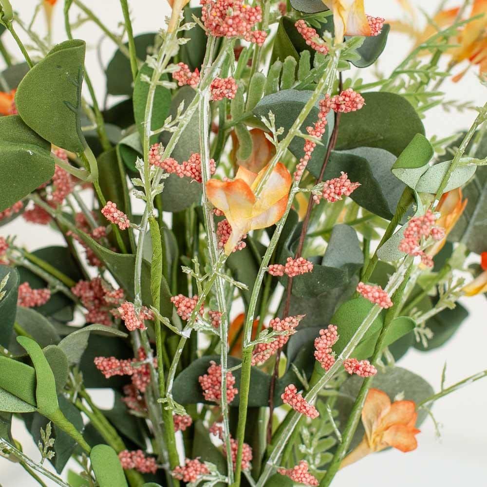 Factory Direct Craft Orange Blossom Fern and Eucalyptus Artificial Bush for Summer Displays and Flower Arrangements (Size: 21