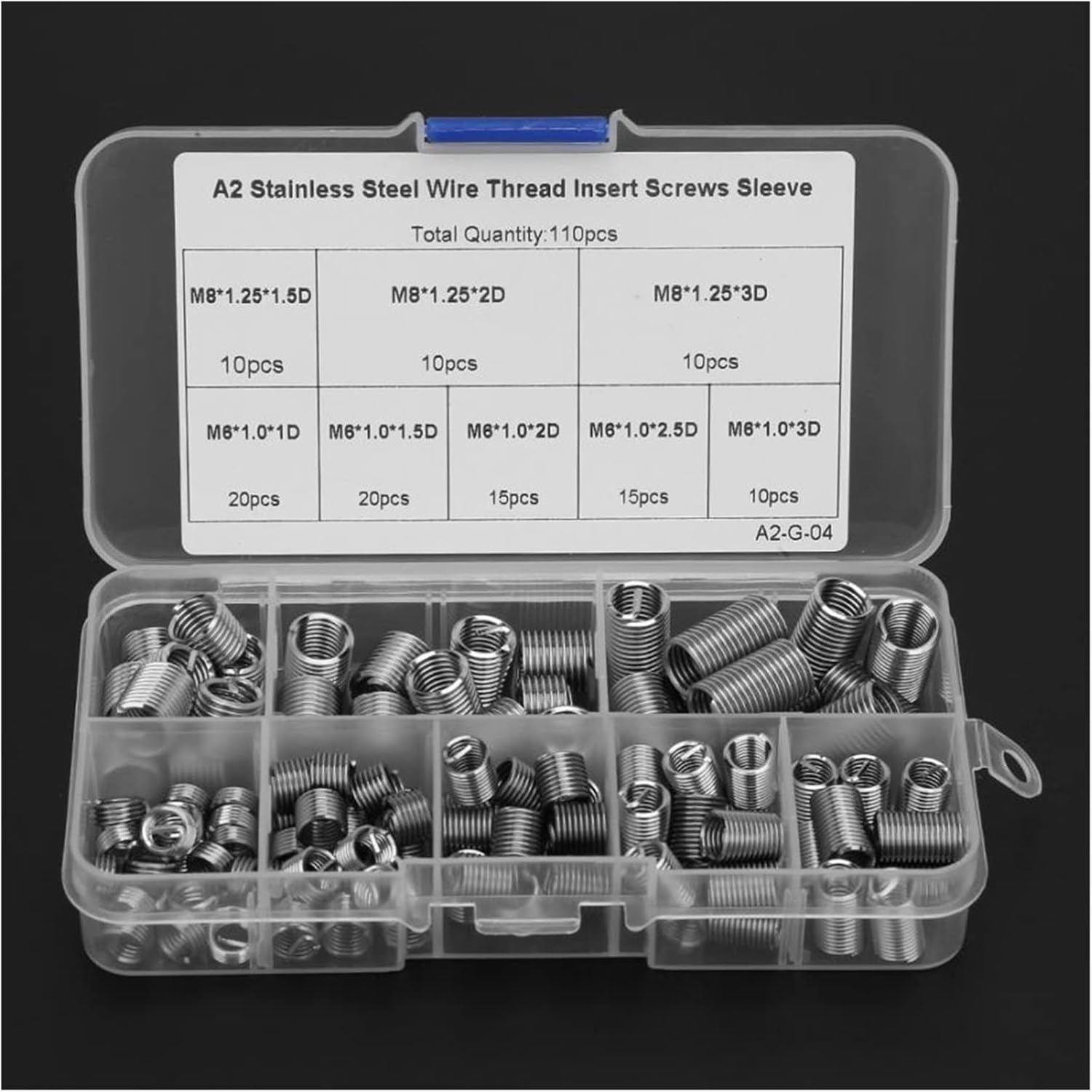 YANGQI yaoqijie 110Pcs M6-M8/1D-3D Coiled Wire Thread Insert Stainless Steel Thread Screws Sleeve Threaded Inserts helical Screw Lasting