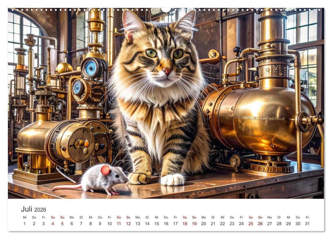 Kunst Katzen (hochwertiger Premium Wandkalender 2026 DIN A2 quer), Kunstdruck in Hochglanz: Katzen in den verschiedensten Kunstepochen