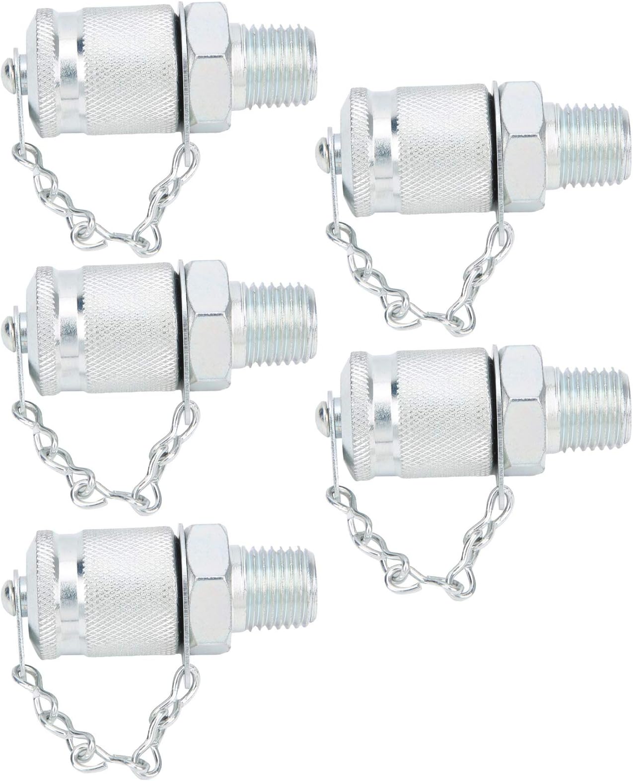 5Pcs Hydraulic Testing Adapter Thread Test Coupling Connectors Pressure Measuring PT/PPT (NPT1/4)