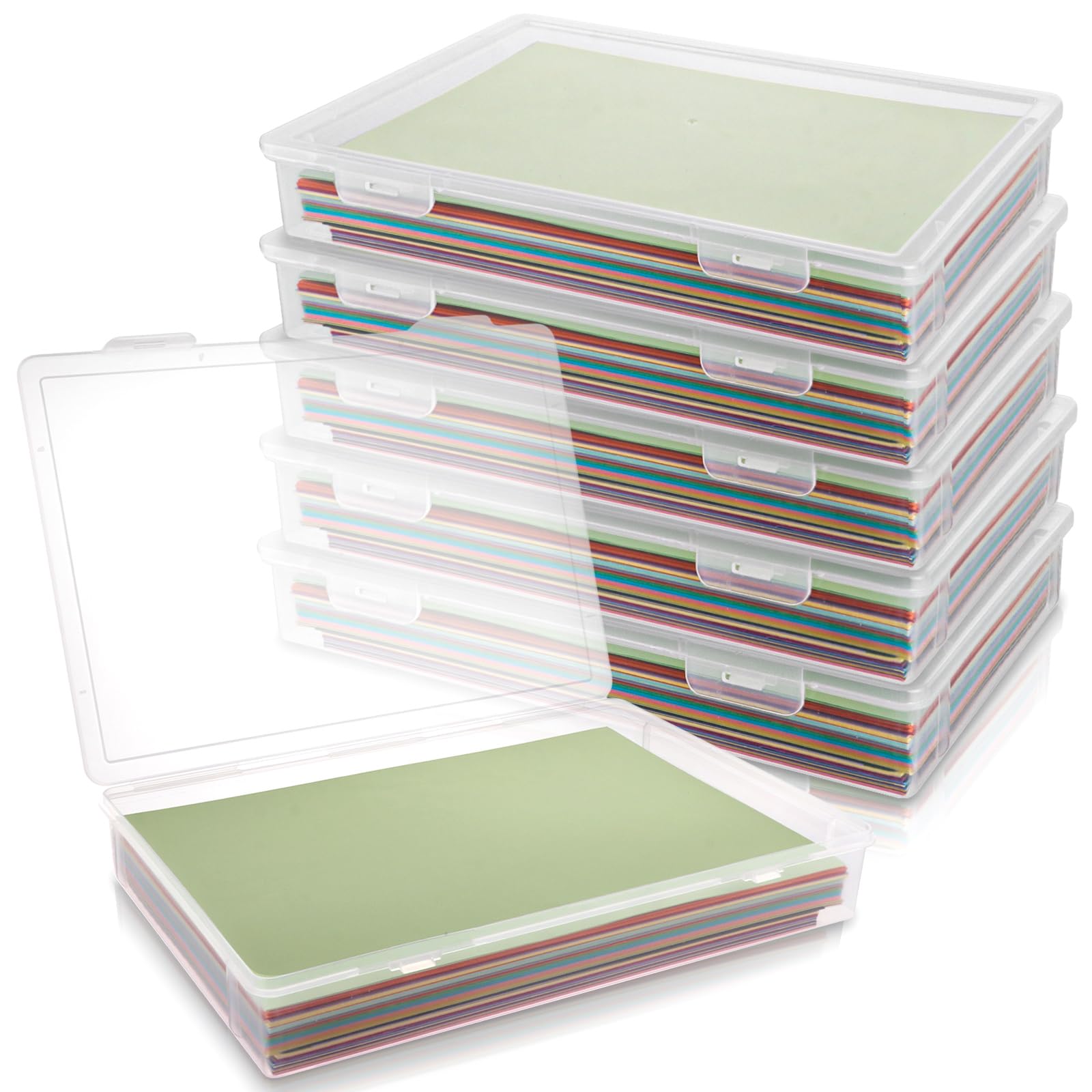 Pack de 6 Cajas Plastico A4 Transparentes de Almacenamiento, Cajas de Almacenamiento Portatiles A4 para Oficina y Escuela Papeles, Proyectos y Manualidades, 31x22x5cm