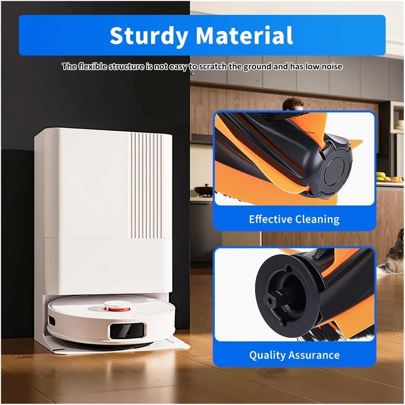 Floor Cleaning Main Brush for JONR P20 PRO/T5 Pro Sweeping Robot for Midea V12 Pro Vacuum Cleaner Roller Brush Accessories Parts(2PC)