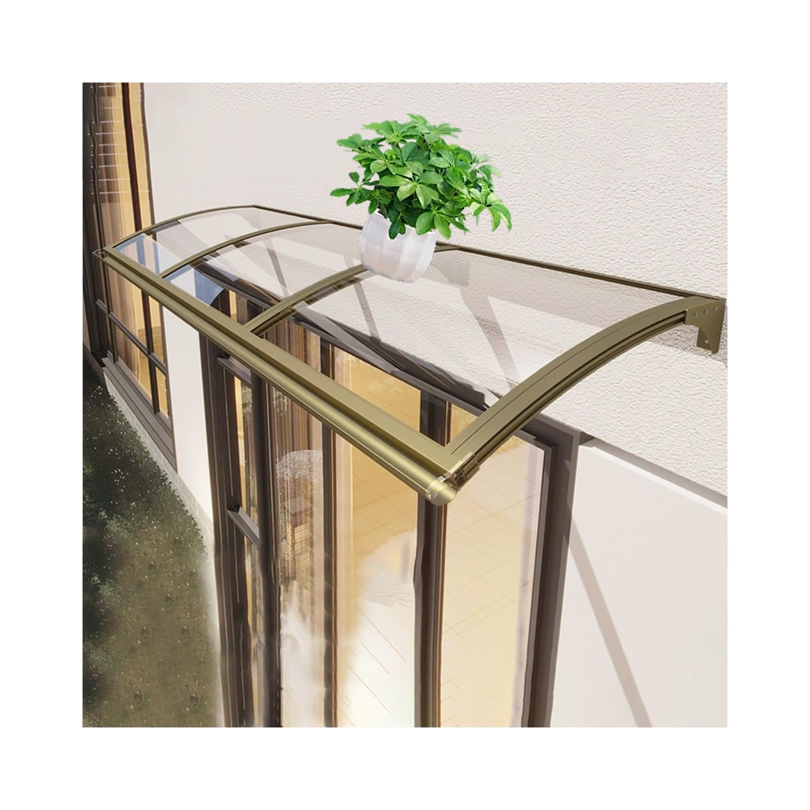 Auvent de porte anti-UV et pluie avec gouttière pour terrasse