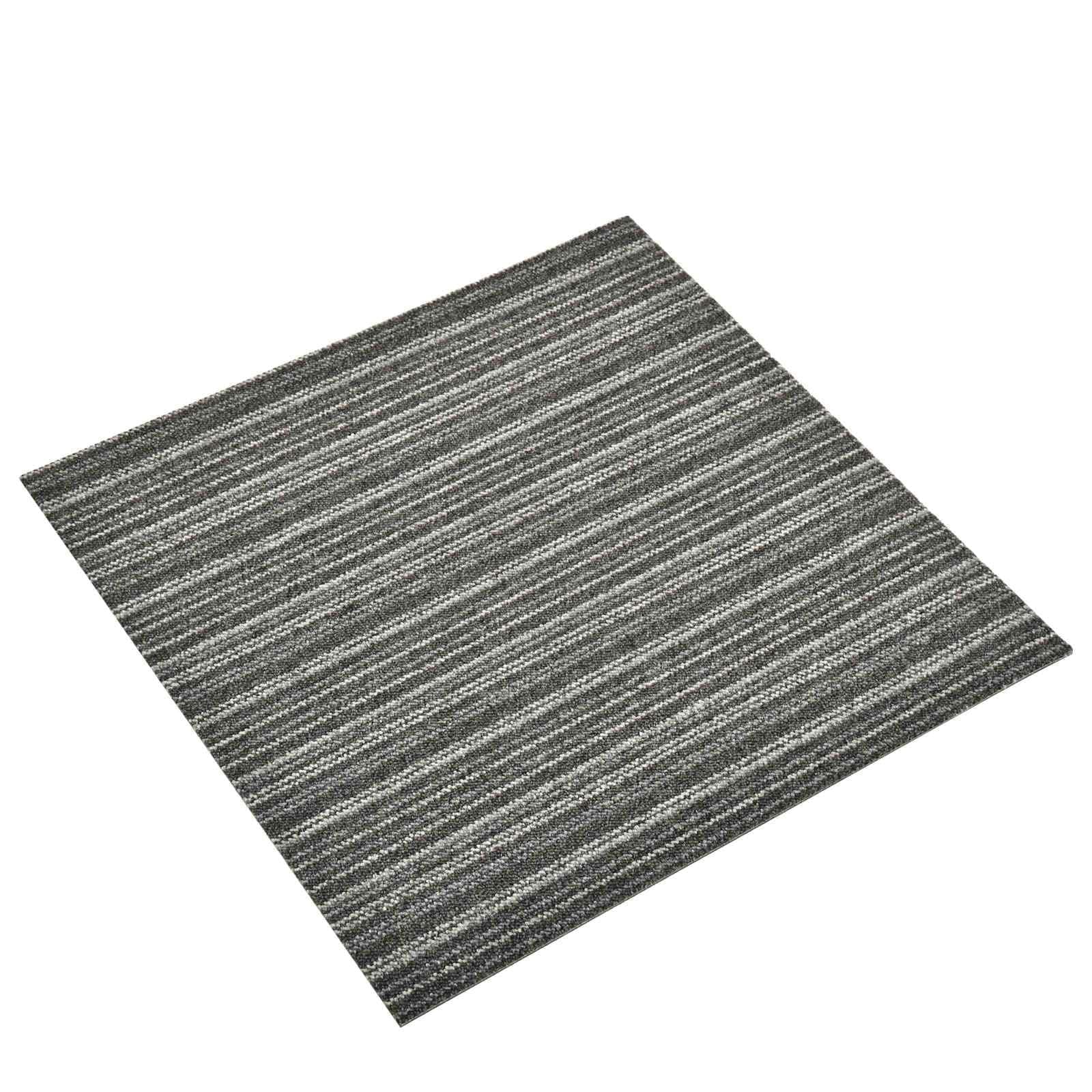 Teppichfliesen 20 Stück, quadratische Teppichfliesen 50 x 50 cm aus Polypropylen, modulares Set in Anthrazit für Flexible Anordnungen und Pflegeleichte Reinigung