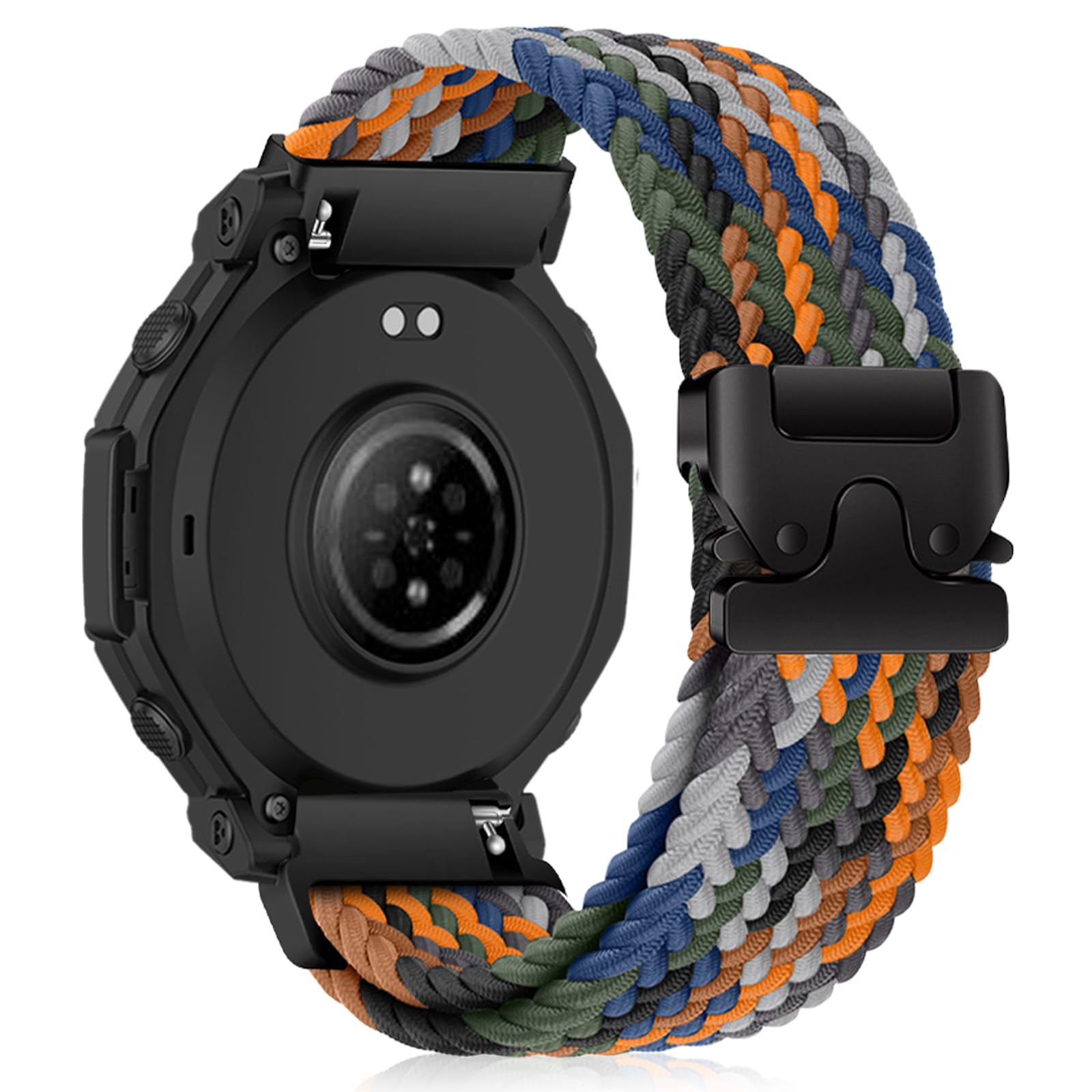 22 mm Nylon Strap for Amazfit Balance Ultra/3/2/Cheetah 2 Ultra/Active Max/T-Rex 3 Pro 48 mm, Elastic Braided Watch Wristbands for Amazfit Bip Max/Bip 6/5/5 Unity – Colourful