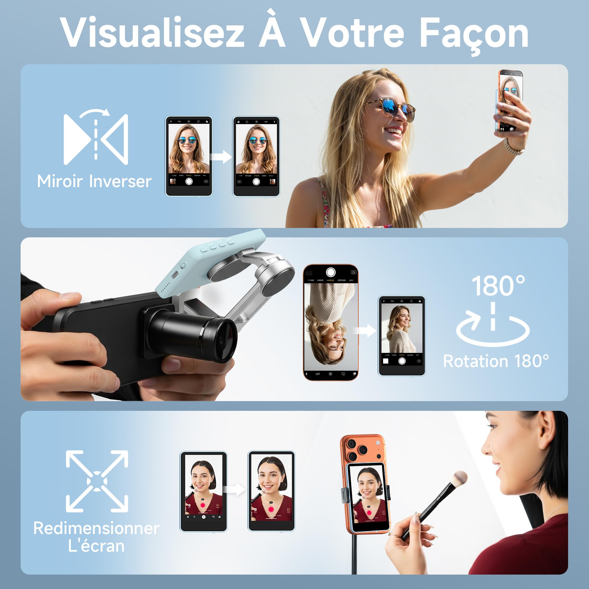 SYNCO XView Monitor Selfie Vlog pour iPhone 17 - Écran Selfie Magnétique sans Fil 1080P/4K pour Vlog, Utilise Caméra Arrière, 50m, 3h, Haut-Parleur pour Live Youtube/TikTok