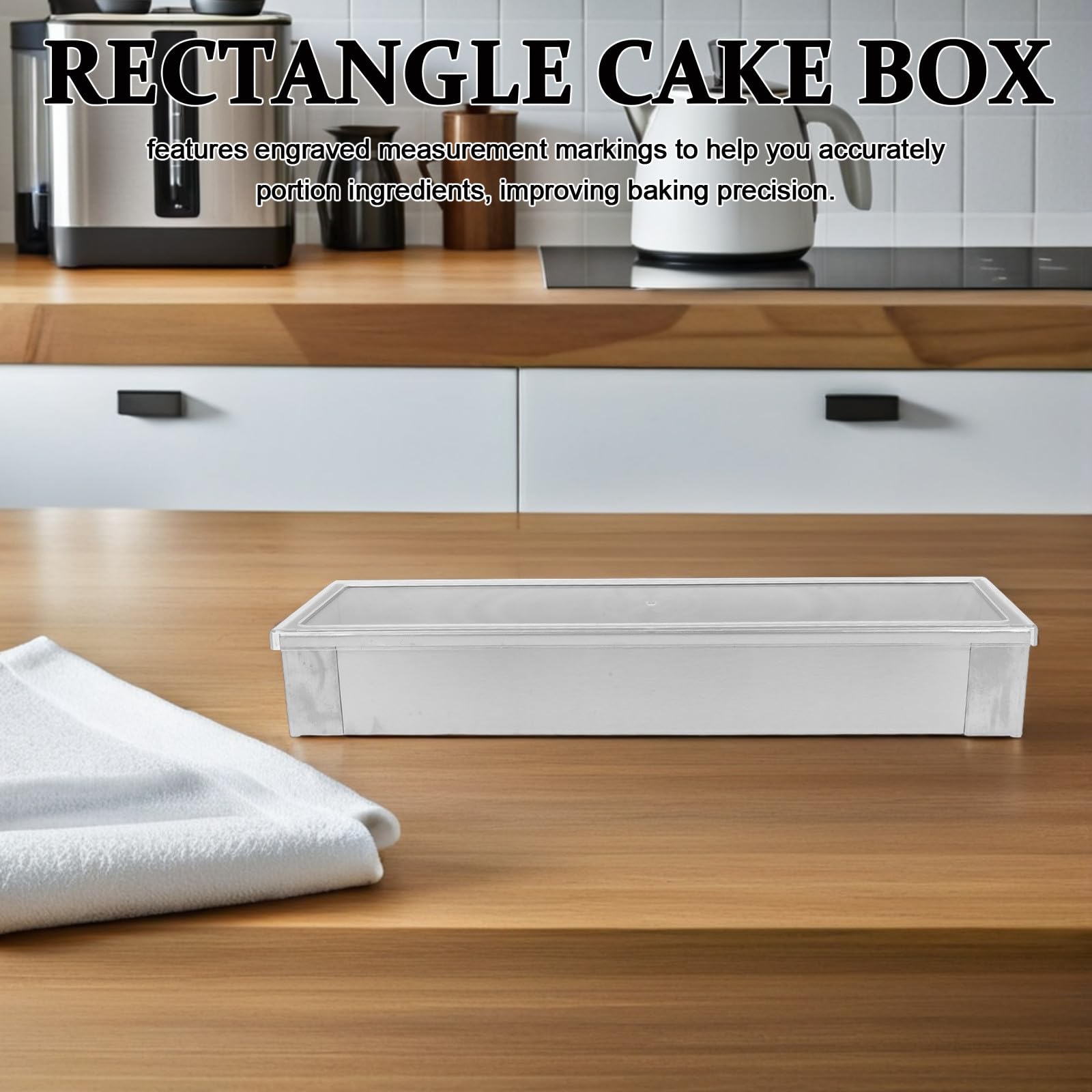 TIDTALEO Molde Rectangular de Acero Inoxidable con Tapa y Medidas Grabadas, Bandeja para Pasteles y Postres Versátil para Repostería Profesional y Casera
