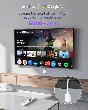 STRONG LEAP-NEVEUK 4K UHD Streaming Dongle, Android 12 | With Ethernet Port, Google TV Streaming Stick, 2GB RAM+8GB Flash Storage, WIFI 6, Dolby Audio & Dolby Vision