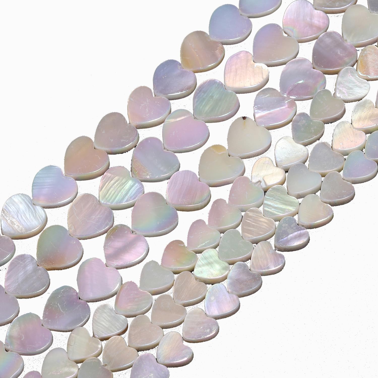 Yochus 80pcs White Color Electroplated Heart Shaped Natural Shell Loose Beads,11mm Irregular Shellfish Beads for DIY Crafts Earring Bracelet Necklace Keychain Jewelry Making Supplies