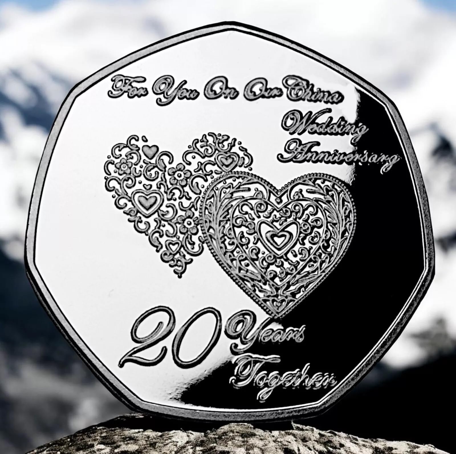 The Commemorative Coin Company Silver On Our 20Th China Wedding Anniversary Commemorative. 20 Years Together. Husband/Wife/Partner Gift/Present Love/Token.
