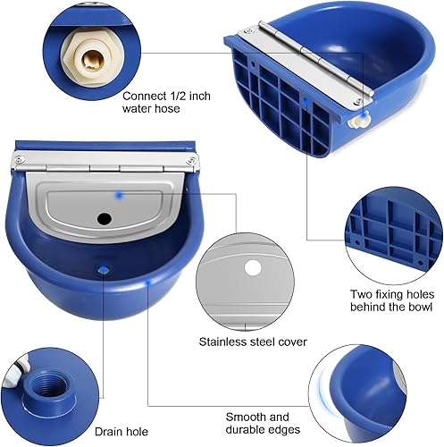 Miniatura 6 de Dispensador automático de agua para perros, bebedero automático de plástico para perros, cuenco de agua de cabra con manguera de agua de 39 pulgadas