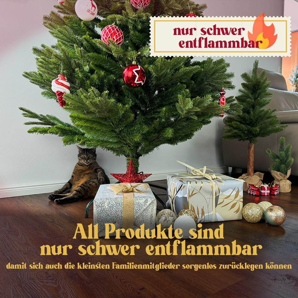 Weihnachtsgirlande künstlich 150 cm I Naturgetreue Nachbildung mit Spritzguss Elementen, Weihnachtsdekoration für Innen, Draußen + Eingangstür Halterung I ohne Deko (Grün, 270 cm)