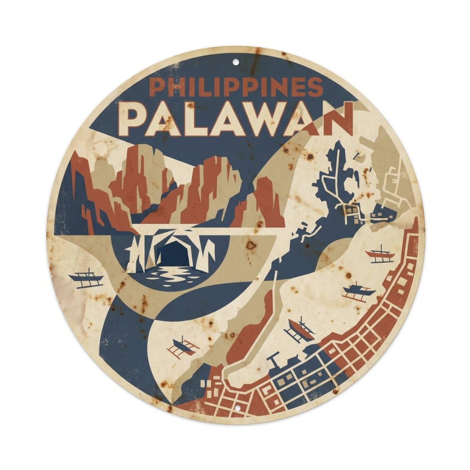 Palawan Philippines Beach Destination Retro Travel Metal Tin Sign