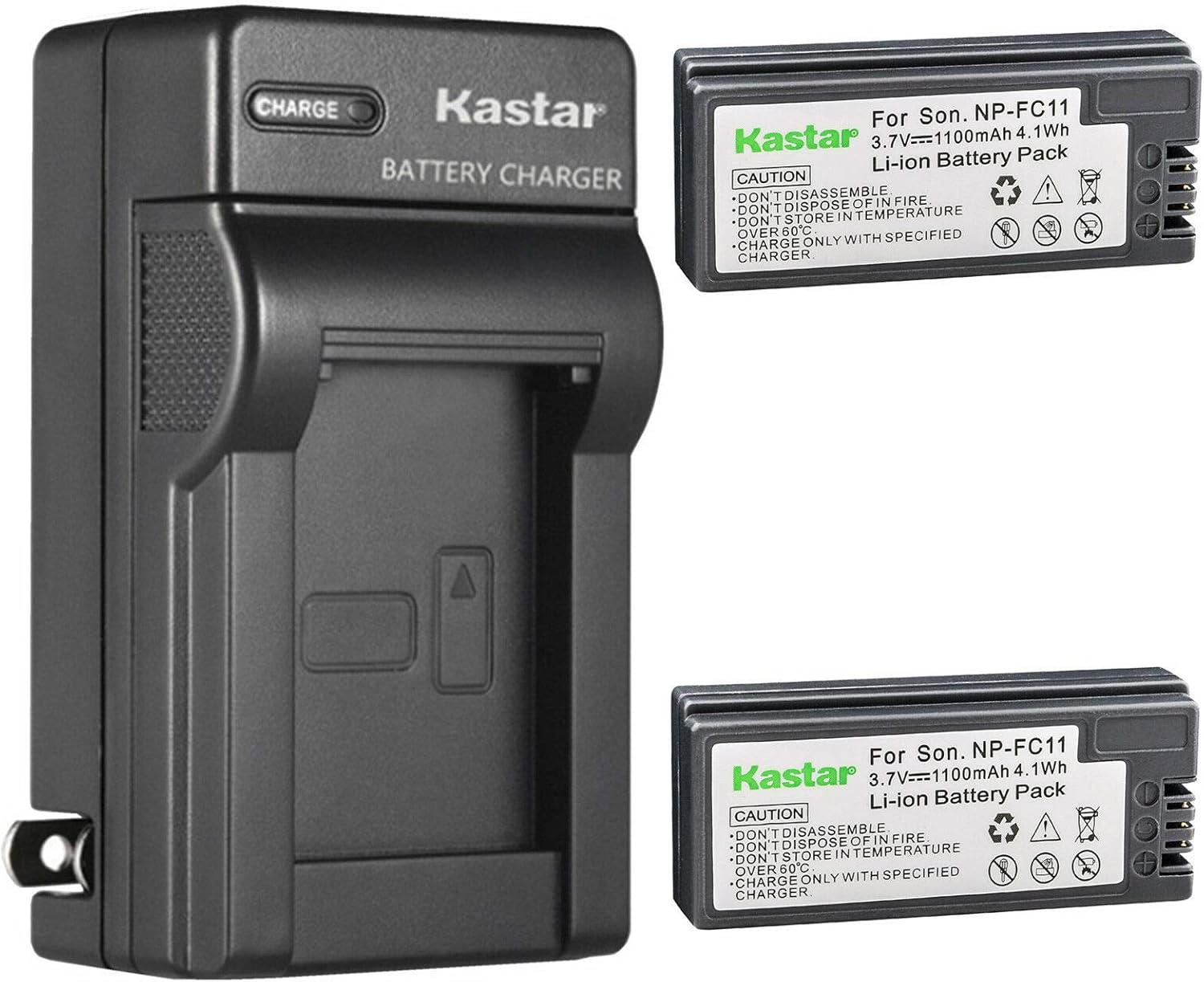 Kastar 4-Pack Battery and AC Wall Charger Replacement for Sony NP-FC11/FC10 Battery, BC-VC10 Charger, Cyber-shot DSC Cameras