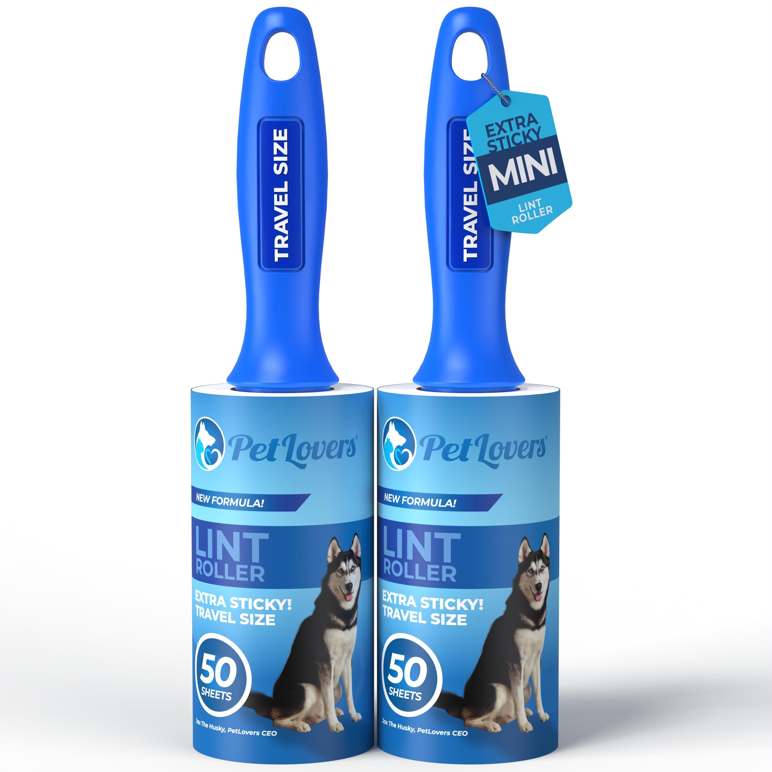 PetLovers Lint Rollers for Pet Hair Extra Sticky - Lint Remover for Clothes (2 Pack Travel Size)