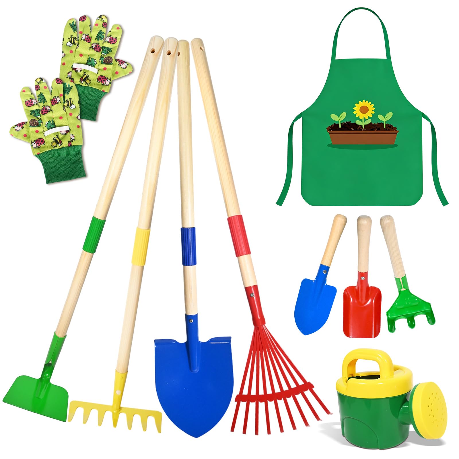 Kinder Gartenwerkzeug Set, Metall Gartenwerkzeug Set, Komplette Gartenset für Kinder Draußen Garten Hof Rasen