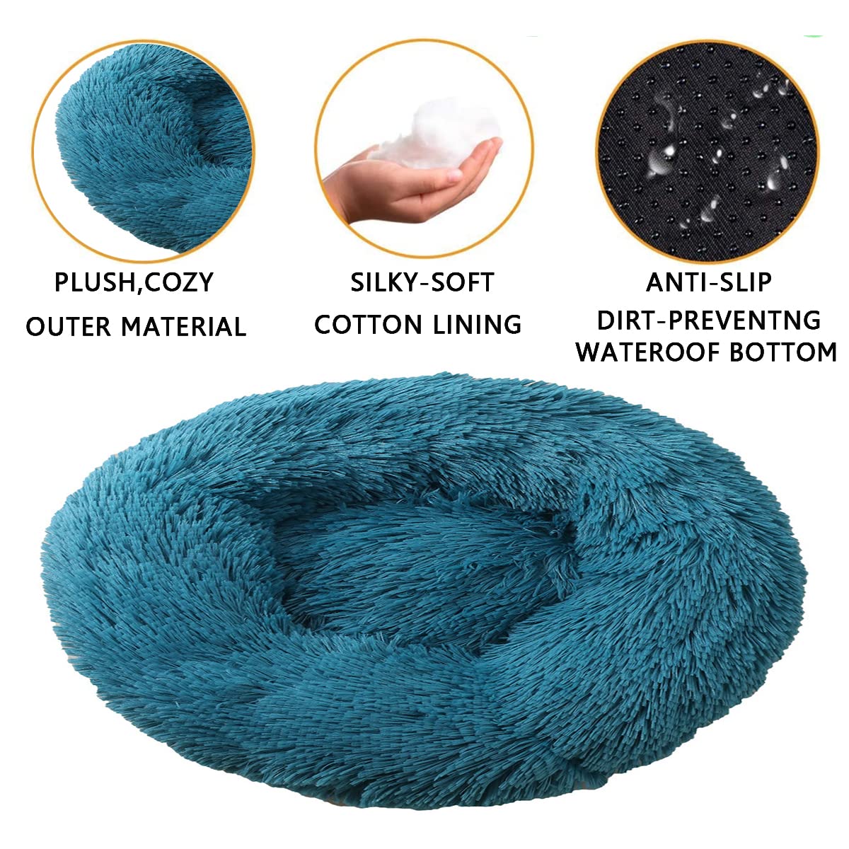 Dog Cat Bed, Donut Pet for Small Dogs, Fluffy Cozy Self-Warming Improved Sleep Pet Cushion Beds, Anti-Slip Machine Washable Light diameter Wine Red,Circle Diameter )