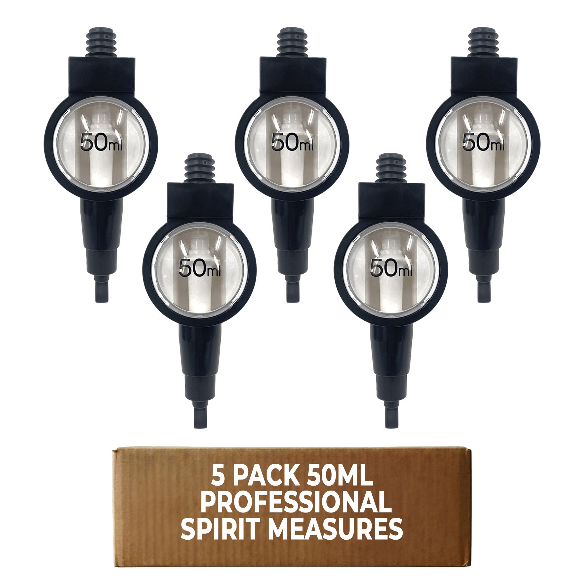 Chabrias Ltd 50Ml Black 5 Pack 50Ml Professional Black Spirit Measure Optics – Uk Made, Government-Stamped, Fits Universal Wall Bar Brackets – Professional Bar Butler Shot Dispenser