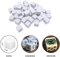 Vista 2 de Dados blancos en blanco de 0.630 in para juegos de mesa, bricolaje, diversión y enseñanza, paquete de 50