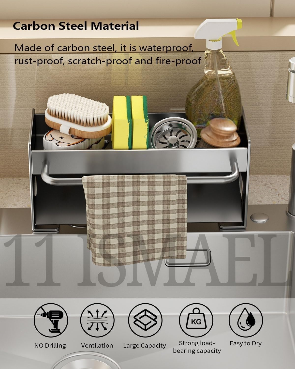 11 Ismael Multipurpose Bathroom Organizer Accessories Storage Rack, Bathroom Corner Storage Shelf, Shower Caddy and Bottle Holder for Hand Wash, Gel, Liquid, Sponge, Brush, Dishcloth Rack (1Pcs) 1