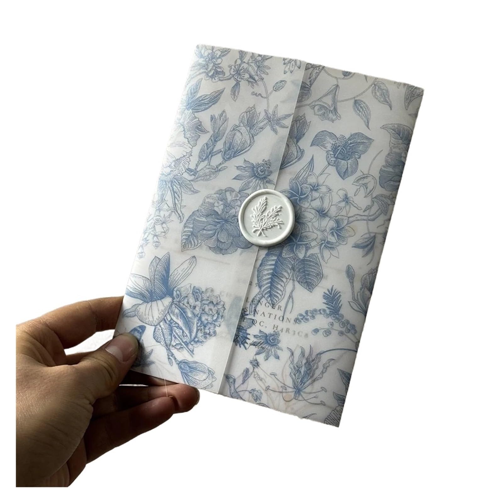 XNQOUS Wedding Invitation Wedding Invitations Card Flower Vellum Wrap Suitable for A 5 X 7 Wedding Invitation(Blue,80pcs)