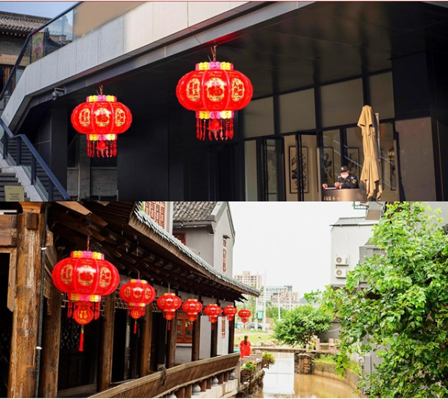 Linterna Light Up Red Lantern Vietnamese Rotating Lantern Chinese New Year Revolving Fu Lantern with Acrylic Tassel for Spring Festival Balcony Restaurant Anniversary
