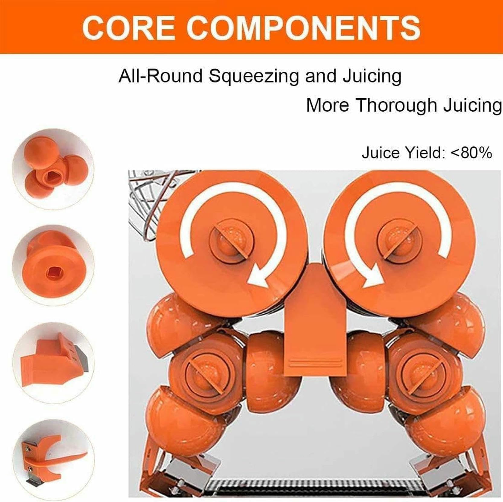 Exprimidor de Naranjas Comercial, Extractor automático de Jugo de 120 W, exprimidor de limón y cítricos, exprimidor Comercial de prensado en frío, con Caja de Filtro extraíble, Cub
