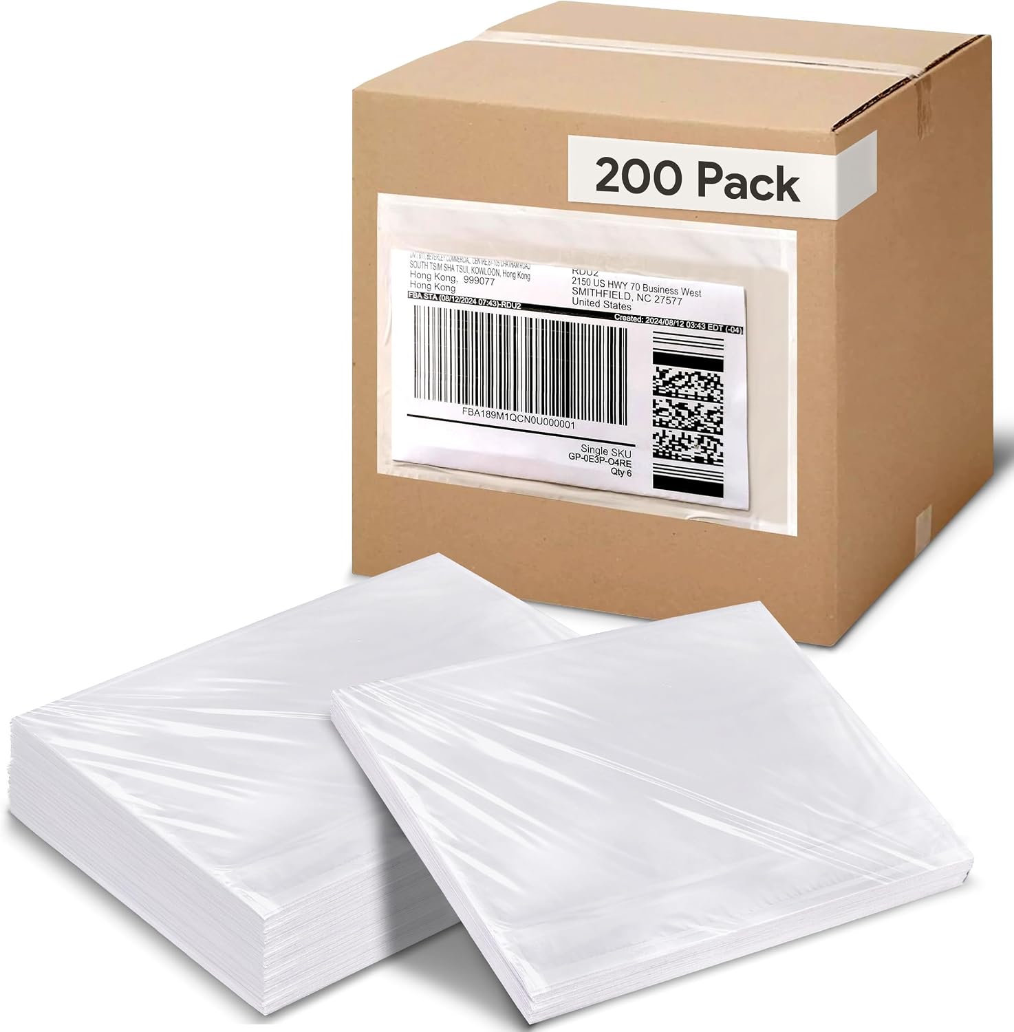 200 Piece Waterproof Packing List Envelopes, 7.5x5.5, Bulk Clear Shipping Label Sleeves, Waterproof Shipping Label, Invoice & Packing Slip Pouches with Adhesive For Mailing