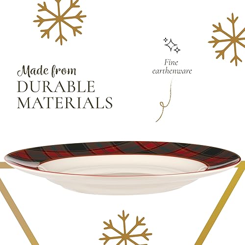 Miniatura 4 de Spode Platos llanos de tartán de árbol de Navidad  Platos de cena de Navidad  Loza fina  Platos grandes para vacaciones  Aptos para lavavajillas y