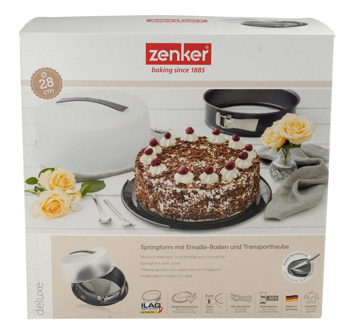 ZADO Zenker 7020 Deluxe Moule à Charnière avec Fond Plat Émail Noir Métallique Diamètre 27 cm