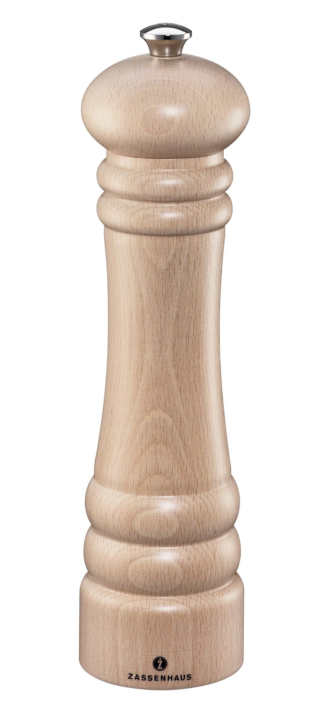 Zassenhaus Berlin Salt Mill Lacquered Beechwood Natural Finish 24 cm