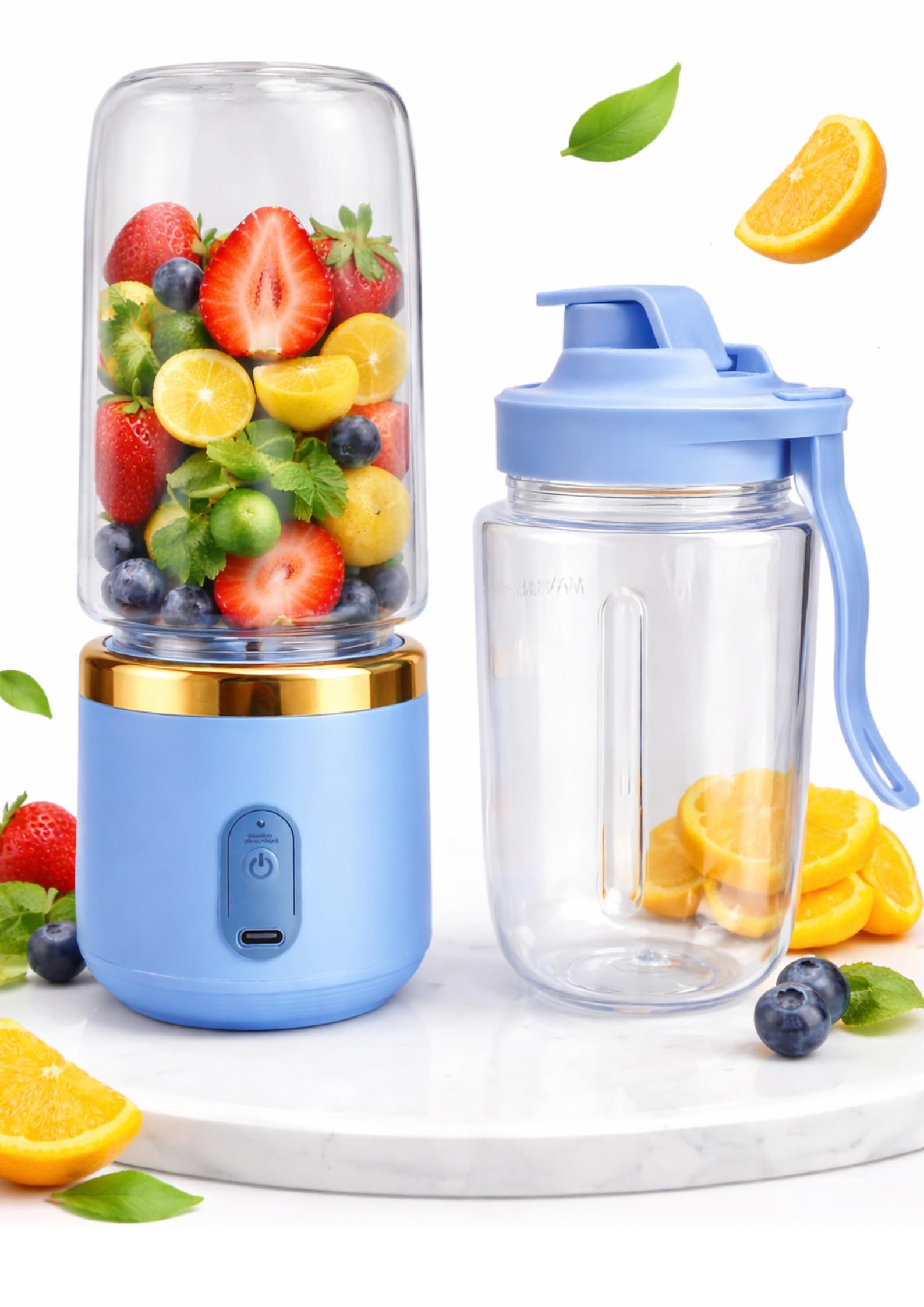 Portable Mini Juicer Blender with 6 Sharp Blades 3Gears With 1500 Mah Rechargeable Battery, USB Rechargeable, Blend and Go Travel Smoothie Maker, Purple-image-43