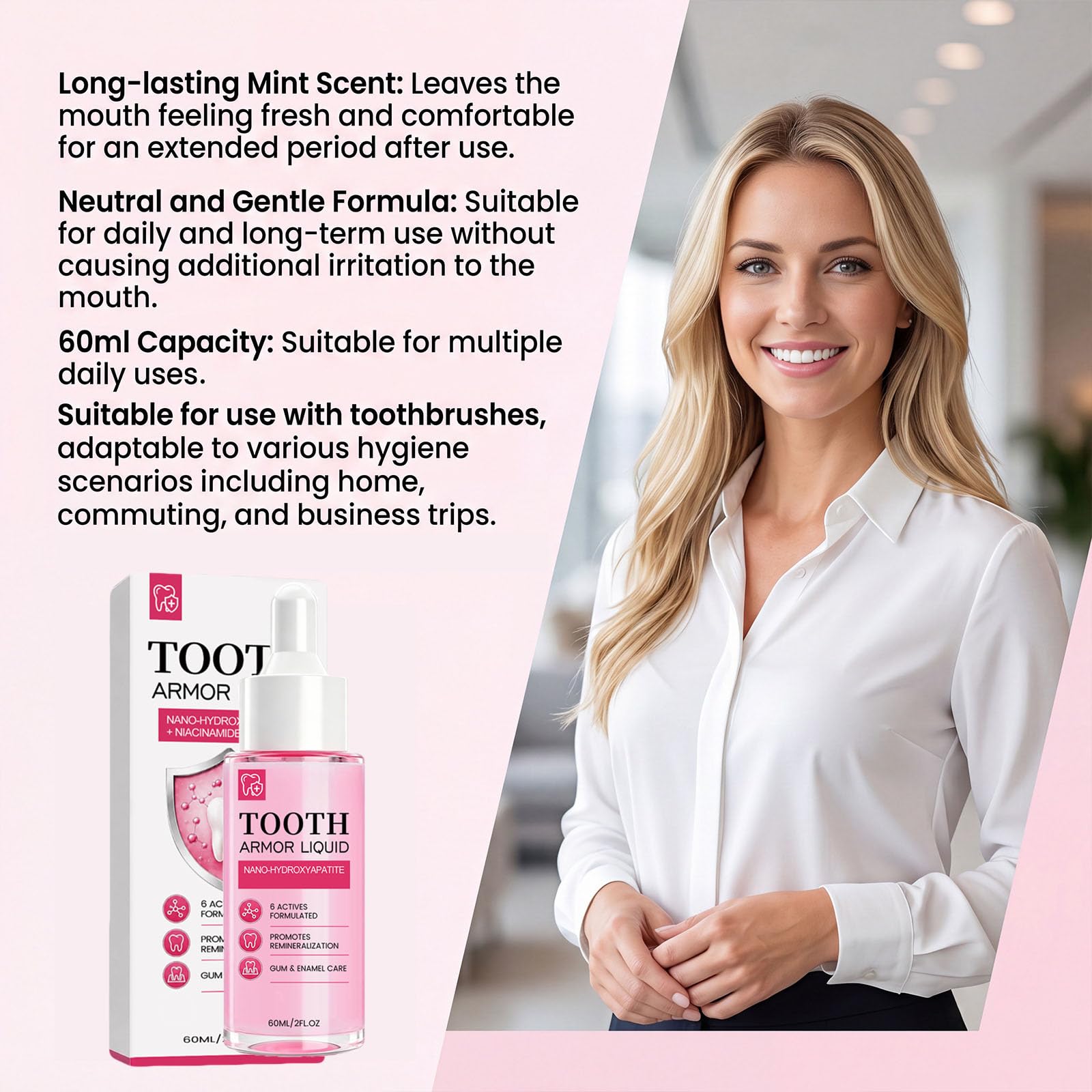 Tooth Armor Liquid Drops mit Nano Hydroxyapatite, Stärkung des Zahnschmelzes und sanfte tägliche Mundpflege für empfindliche Zähne, fluoridfreier Atemerfrischer (10PCS)