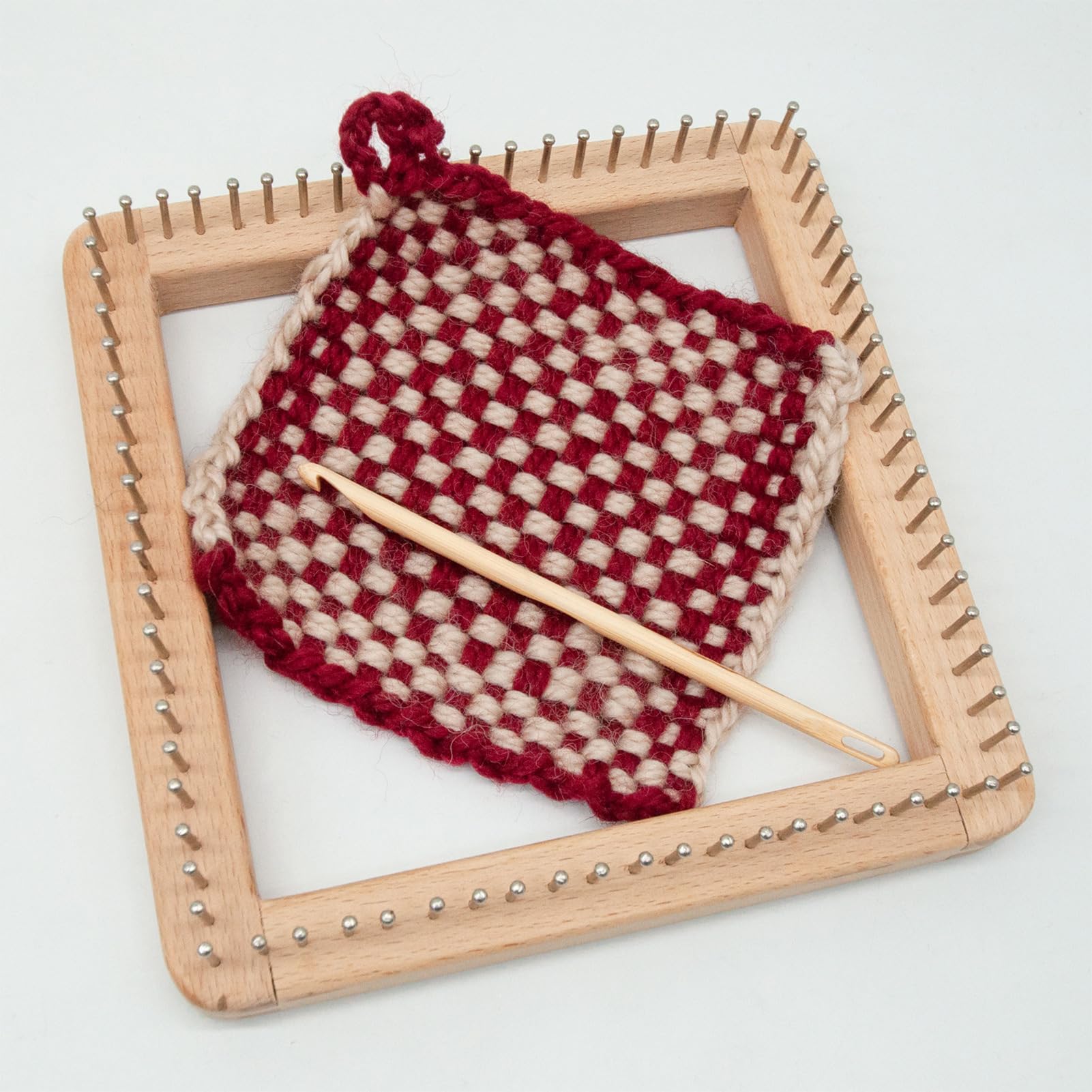 Telaio Quadrato Fai da Te, per lavori a Maglia, in Legno, per Realizzare tappetini, Sciarpe, Cappelli, Guanti, Sciarpe, Calze, per Maglieria, Regalo per Principianti a Maglia, Bambini