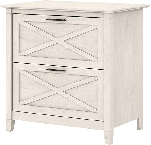 Miniatura 12 de Bush Furniture Key West – Archivador lateral con 2 cajones, color cereza cereza bing,Roble blanco de lino.,Roble blanco puro.,Shiplap Gris/Blanco
