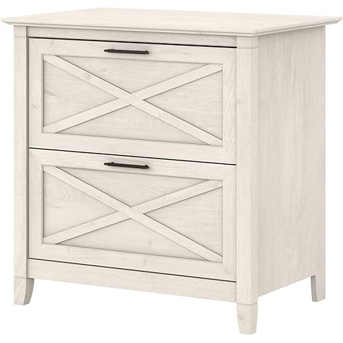 Bush Furniture Key West 2 Drawer Lateral File Cabinet in Linen White Oak | Document Storage for Home Office | Accent Chest with Drawers
